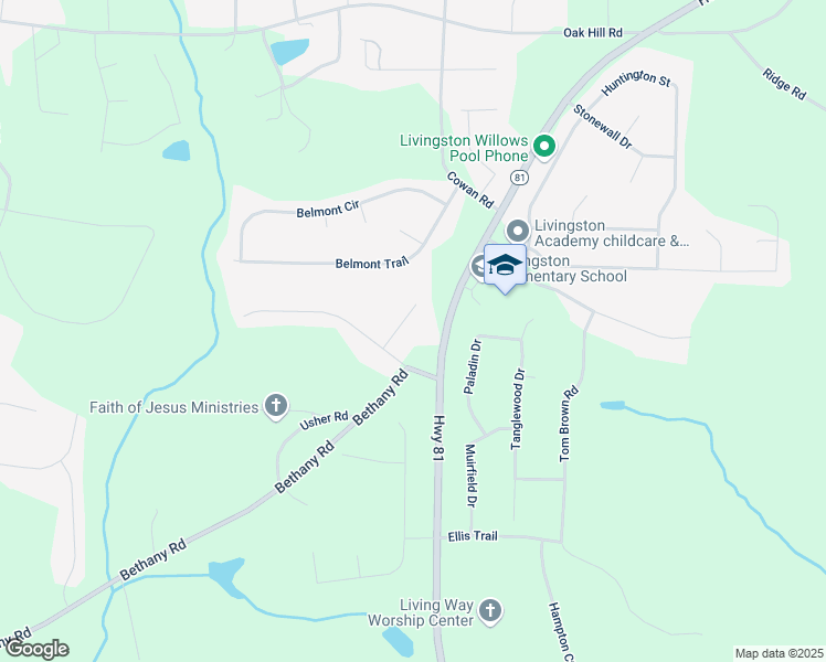 map of restaurants, bars, coffee shops, grocery stores, and more near 50 Cannonade Court in Covington