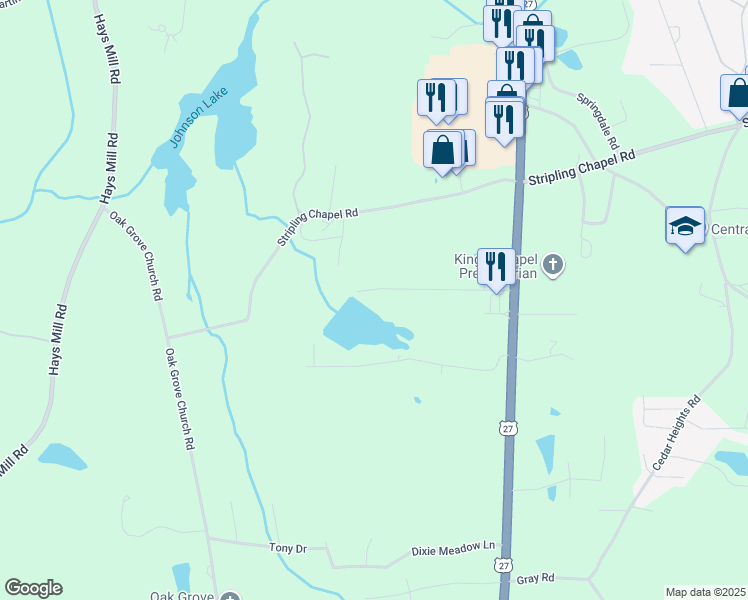 map of restaurants, bars, coffee shops, grocery stores, and more near 180 Alvin Drive in Carrollton