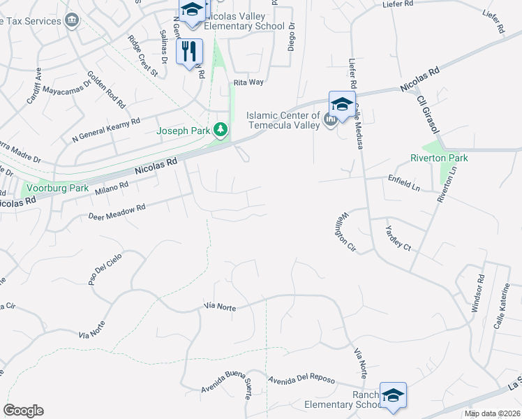 map of restaurants, bars, coffee shops, grocery stores, and more near 30625 Mulberry Court in Temecula