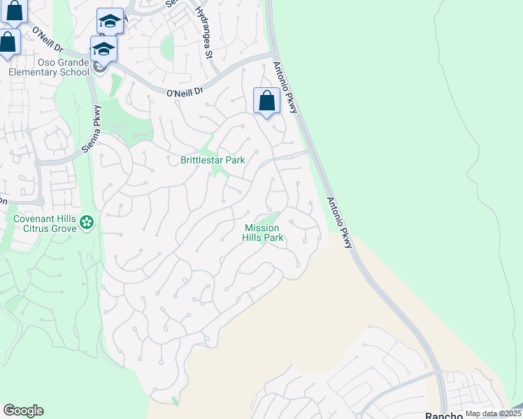 map of restaurants, bars, coffee shops, grocery stores, and more near 19 Fox Hole Road in Mission Viejo