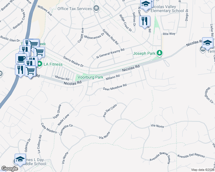 map of restaurants, bars, coffee shops, grocery stores, and more near 40110 Cannes Court in Temecula