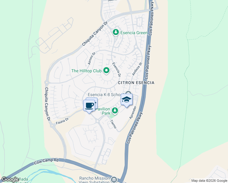 map of restaurants, bars, coffee shops, grocery stores, and more near 64 Cadencia Street in Ladera Ranch