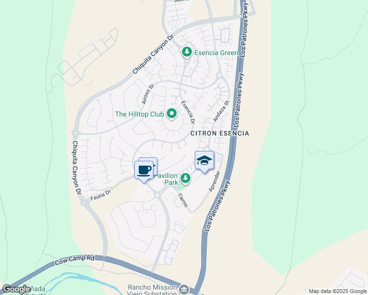 map of restaurants, bars, coffee shops, grocery stores, and more near 7 Paladino Court in Ladera Ranch