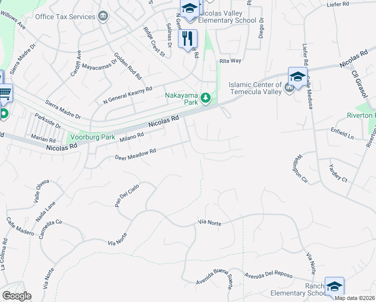 map of restaurants, bars, coffee shops, grocery stores, and more near 40224 Holden Circle in Temecula