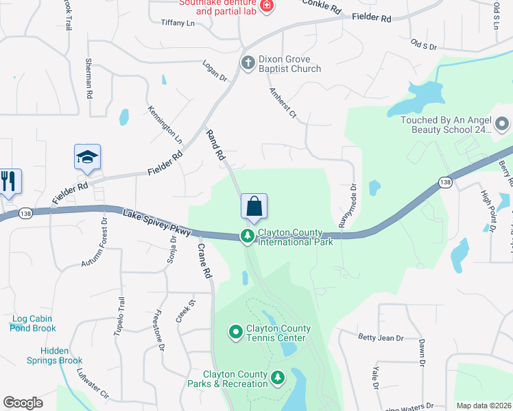 map of restaurants, bars, coffee shops, grocery stores, and more near 7940 Rand Road in Jonesboro