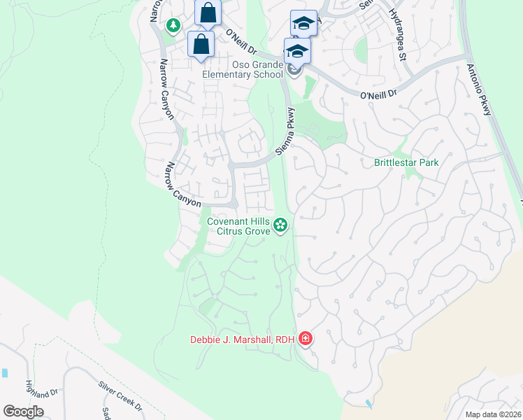 map of restaurants, bars, coffee shops, grocery stores, and more near 28 Bower Lane in Ladera Ranch