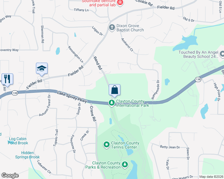 map of restaurants, bars, coffee shops, grocery stores, and more near 7940 Rand Road in Jonesboro