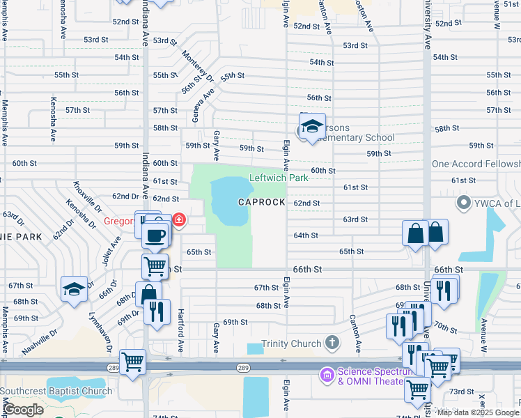 map of restaurants, bars, coffee shops, grocery stores, and more near 6302 Elgin Avenue in Lubbock