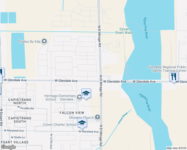 map of restaurants, bars, coffee shops, grocery stores, and more near in Glendale