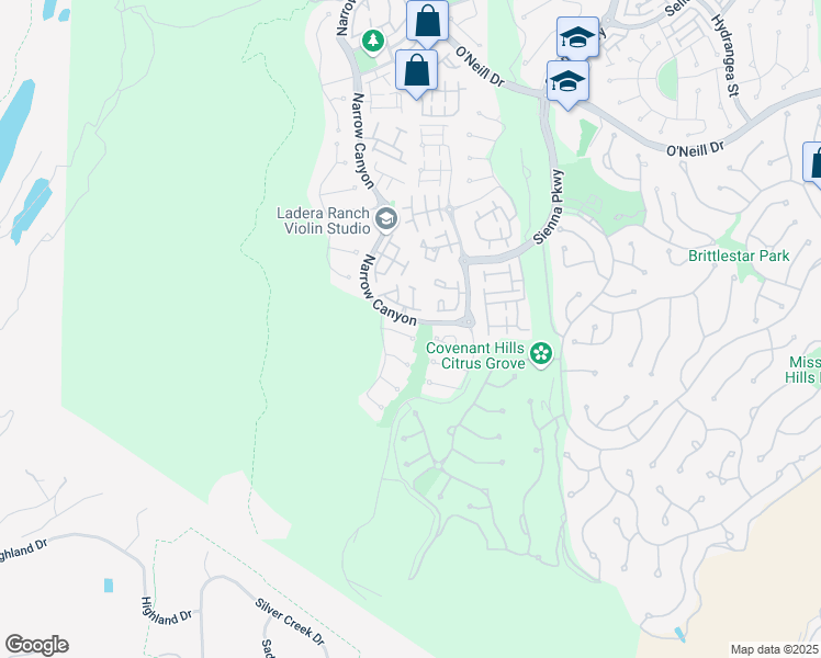 map of restaurants, bars, coffee shops, grocery stores, and more near 6 Copious Lane in Ladera Ranch