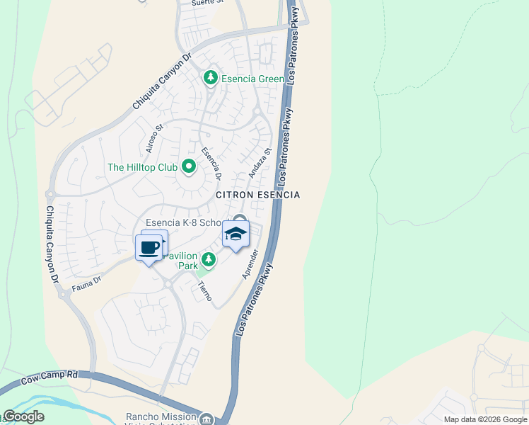 map of restaurants, bars, coffee shops, grocery stores, and more near 134 Baculo Street in Ladera Ranch