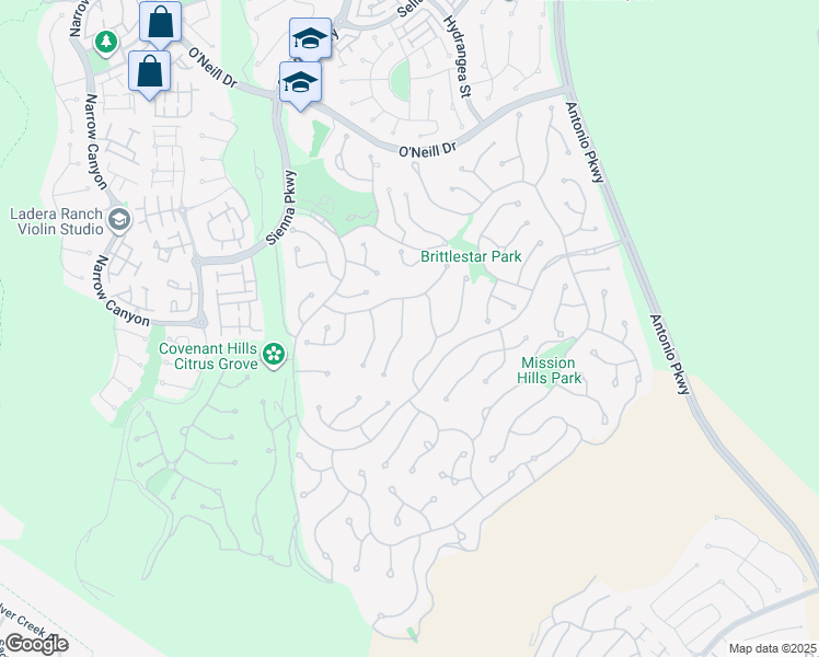 map of restaurants, bars, coffee shops, grocery stores, and more near 10 Basilica Place in Ladera Ranch