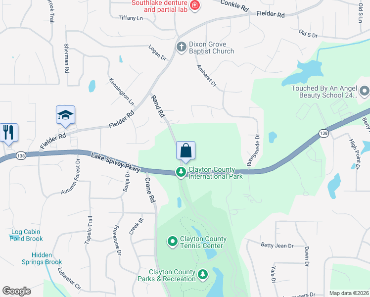 map of restaurants, bars, coffee shops, grocery stores, and more near 7940 Rand Road in Jonesboro