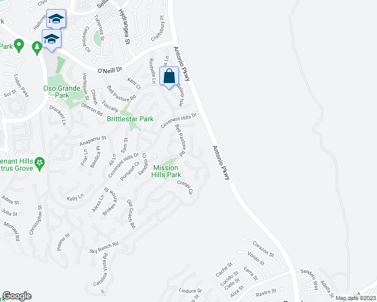map of restaurants, bars, coffee shops, grocery stores, and more near 17 San Luis Obispo Street in Ladera Ranch