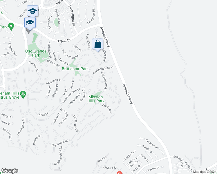 map of restaurants, bars, coffee shops, grocery stores, and more near 17 San Luis Obispo Street in Ladera Ranch