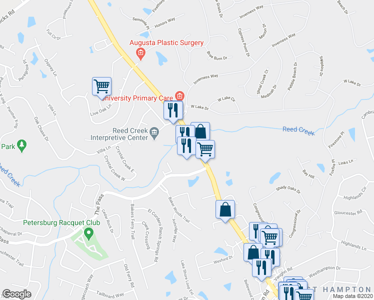 map of restaurants, bars, coffee shops, grocery stores, and more near 502 Furys Ferry Road in Martinez