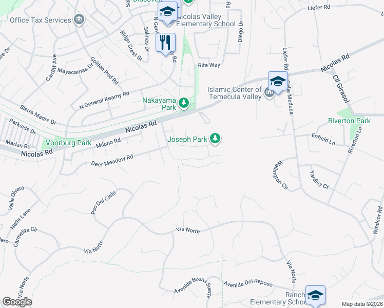 map of restaurants, bars, coffee shops, grocery stores, and more near 30545 Mulberry Court in Temecula