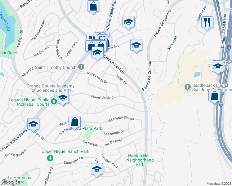 map of restaurants, bars, coffee shops, grocery stores, and more near 25242 Del Rio in Laguna Niguel
