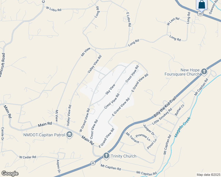 map of restaurants, bars, coffee shops, grocery stores, and more near Sky View in Capitan