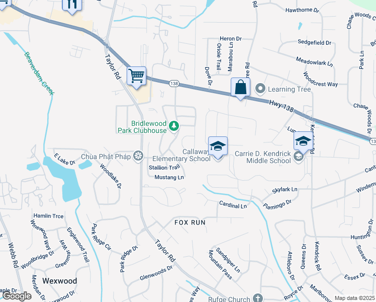 map of restaurants, bars, coffee shops, grocery stores, and more near 7978 Palomino Pass in Riverdale