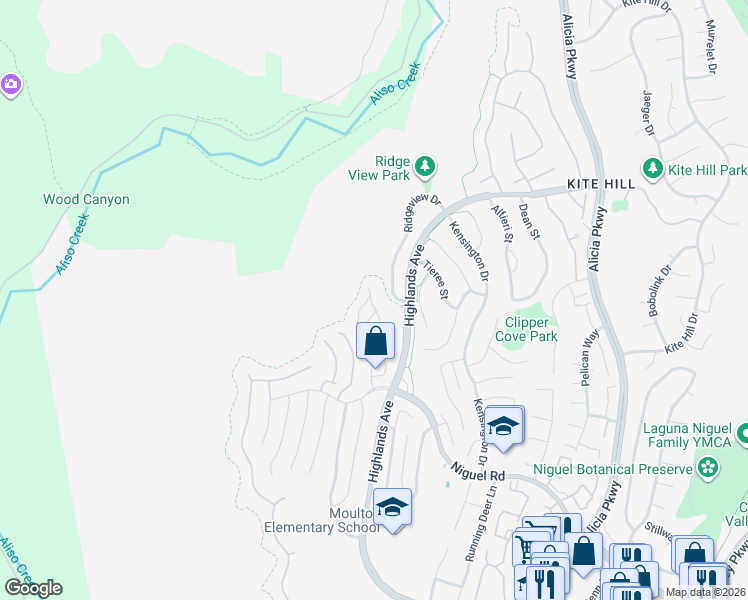 map of restaurants, bars, coffee shops, grocery stores, and more near 29284 Elba Drive in Laguna Niguel