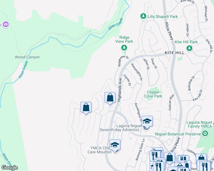 map of restaurants, bars, coffee shops, grocery stores, and more near 23203 Via Tuscany in Laguna Niguel