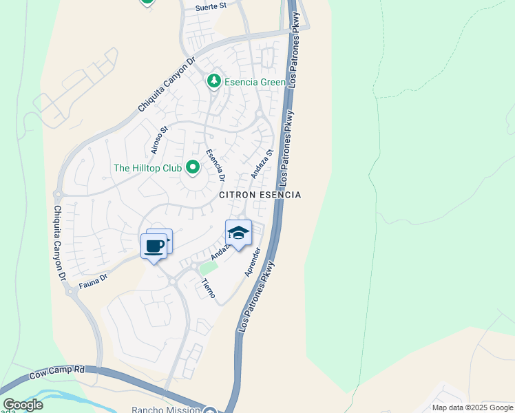 map of restaurants, bars, coffee shops, grocery stores, and more near 109 Baculo Street in Trabuco Canyon