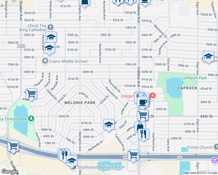 map of restaurants, bars, coffee shops, grocery stores, and more near 6113 Kenosha Drive in Lubbock