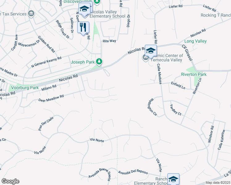 map of restaurants, bars, coffee shops, grocery stores, and more near 30624 Mulberry Court in Temecula