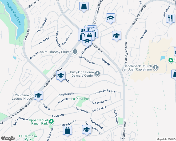 map of restaurants, bars, coffee shops, grocery stores, and more near 25112 Armagosa Drive in Laguna Niguel