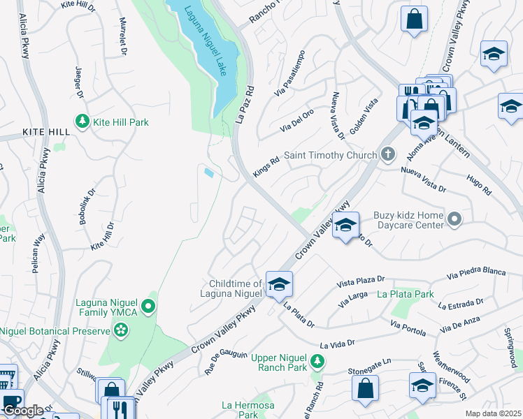 map of restaurants, bars, coffee shops, grocery stores, and more near 24518 Sunshine Drive in Laguna Niguel