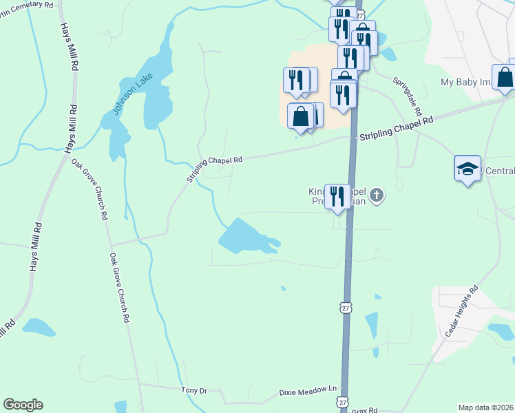 map of restaurants, bars, coffee shops, grocery stores, and more near 171 Alvin Drive in Carrollton