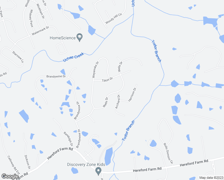 map of restaurants, bars, coffee shops, grocery stores, and more near 5095 Wells Drive in Evans