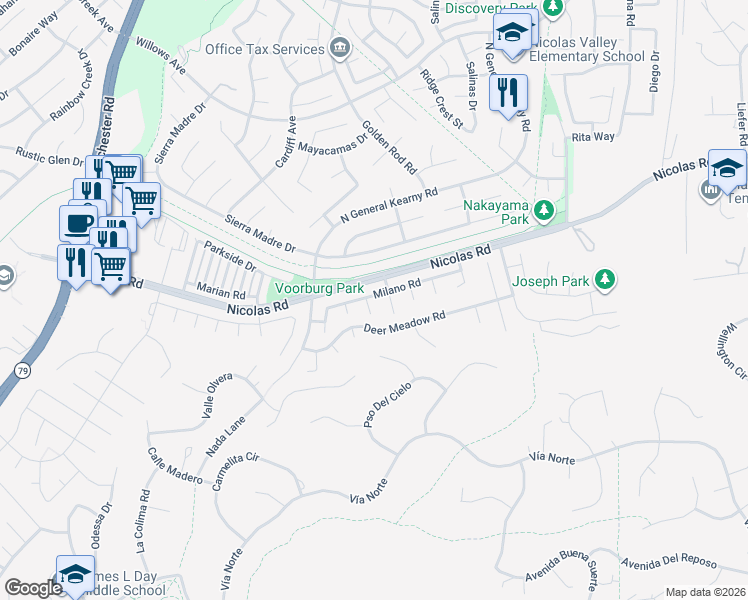 map of restaurants, bars, coffee shops, grocery stores, and more near 40050 Cannes Court in Temecula