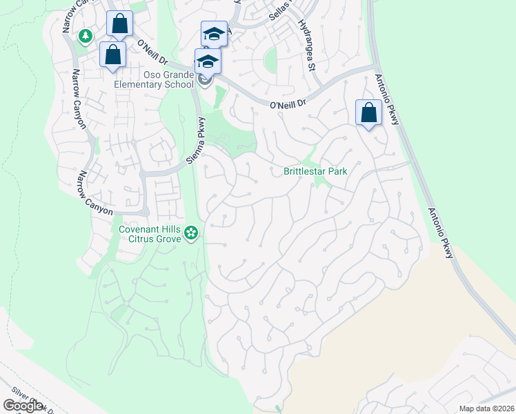 map of restaurants, bars, coffee shops, grocery stores, and more near 3 Anapamu Street in Ladera Ranch