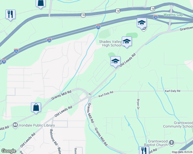 map of restaurants, bars, coffee shops, grocery stores, and more near 4230 Brevard Boulevard in Irondale