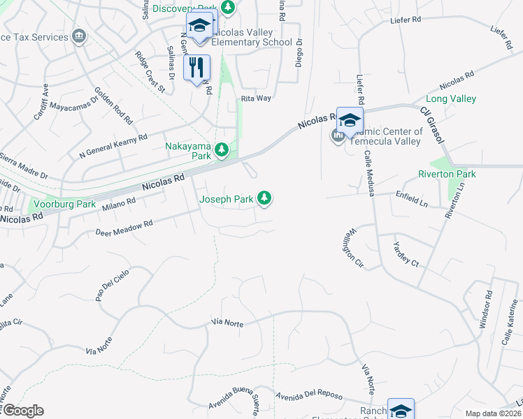 map of restaurants, bars, coffee shops, grocery stores, and more near 30625 Linden Court in Temecula
