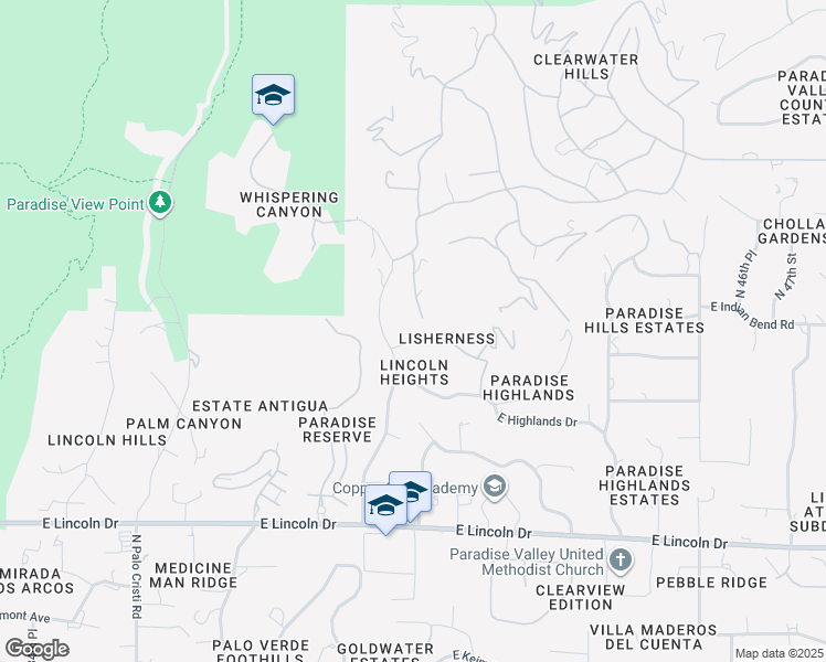 map of restaurants, bars, coffee shops, grocery stores, and more near 7024 North Longlook Road in Paradise Valley