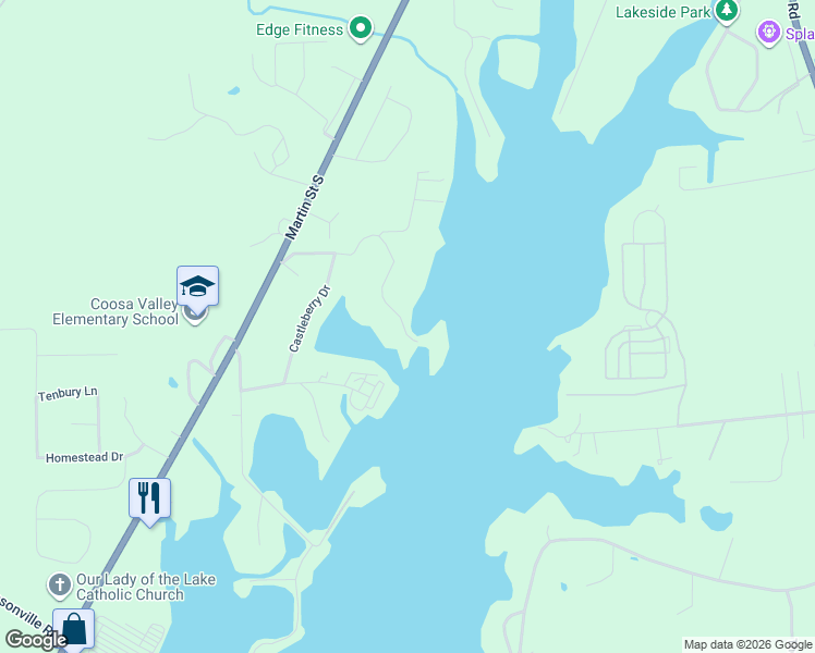 map of restaurants, bars, coffee shops, grocery stores, and more near 290 Johnson Drive in Pell City