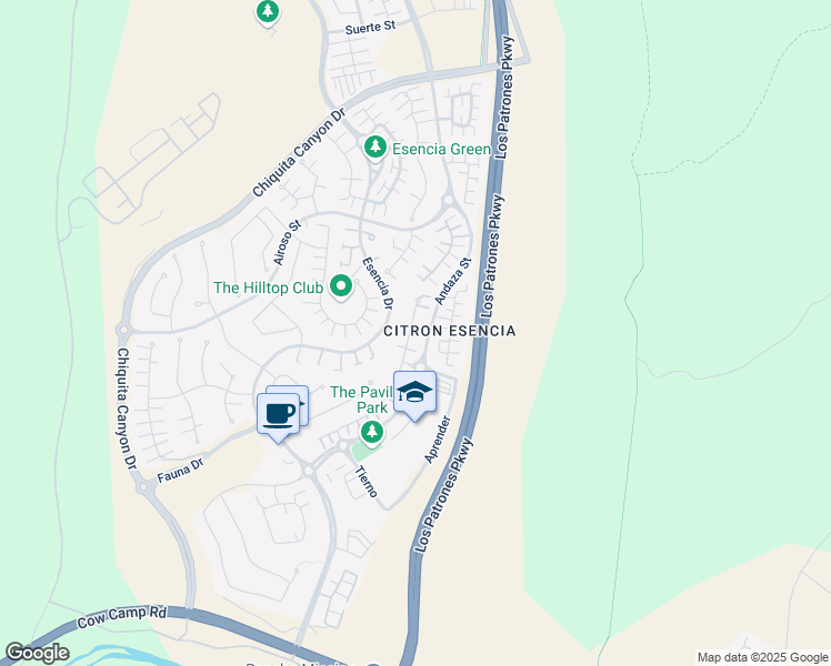 map of restaurants, bars, coffee shops, grocery stores, and more near 38 Lomada in Trabuco Canyon