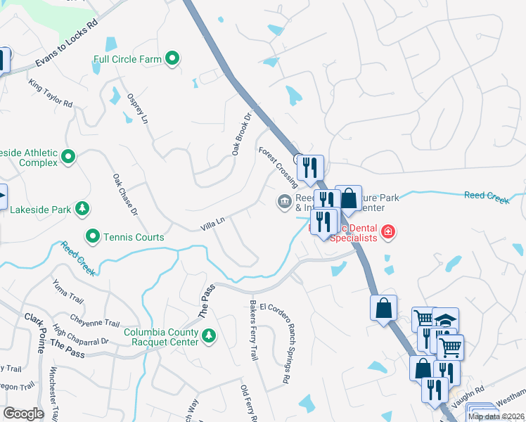 map of restaurants, bars, coffee shops, grocery stores, and more near 3834 Crystal Court in Martinez