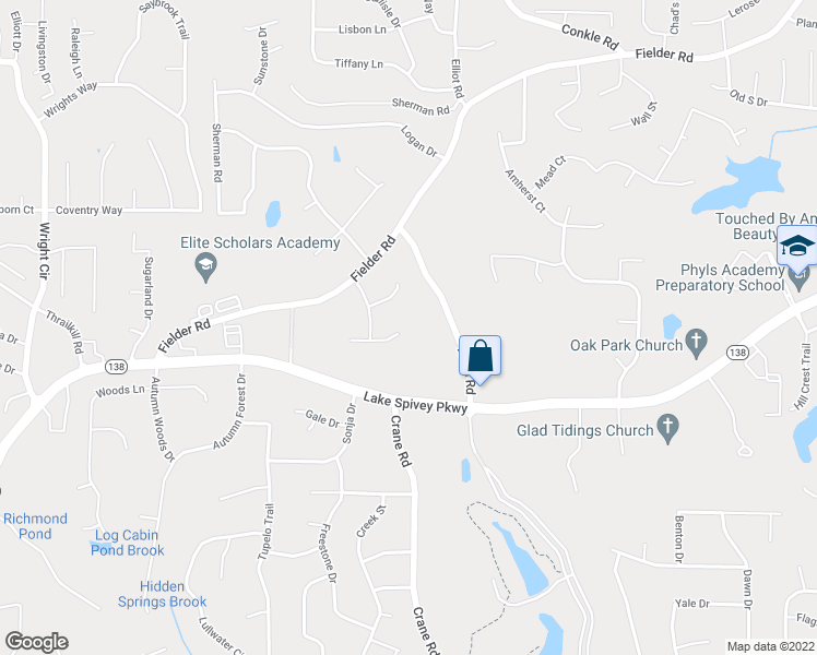 map of restaurants, bars, coffee shops, grocery stores, and more near 2239 Martin Way in Jonesboro