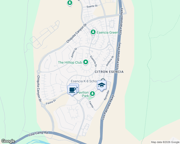 map of restaurants, bars, coffee shops, grocery stores, and more near 165 Garcilla Dr in Trabuco Canyon