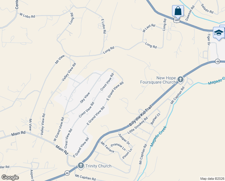 map of restaurants, bars, coffee shops, grocery stores, and more near 173-191 East Grand View Road in Capitan