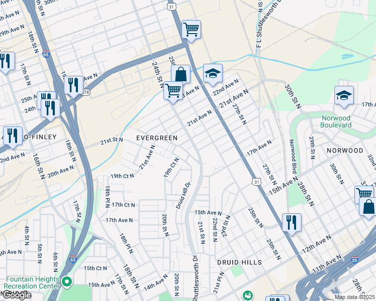 map of restaurants, bars, coffee shops, grocery stores, and more near 1909 Stouts Road in Birmingham