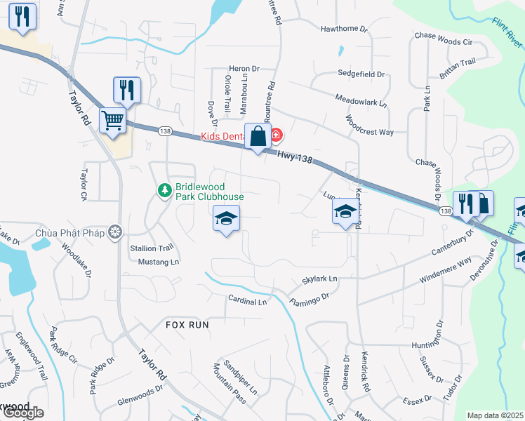 map of restaurants, bars, coffee shops, grocery stores, and more near 322 Derby Dr in Riverdale