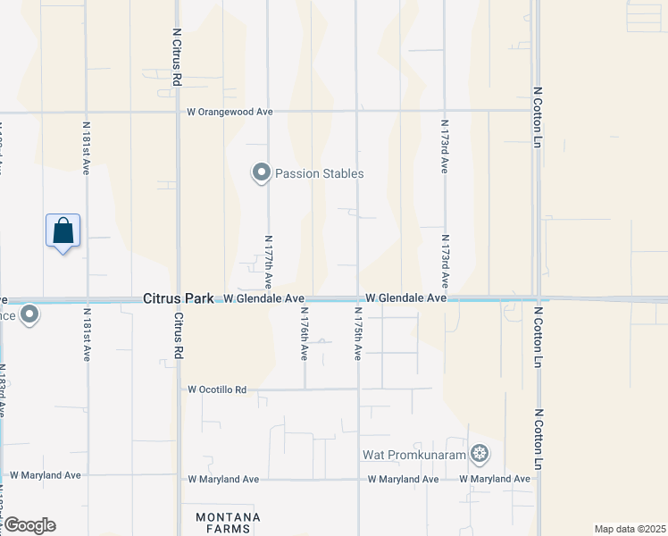 map of restaurants, bars, coffee shops, grocery stores, and more near 7036 North 175th Avenue in Waddell