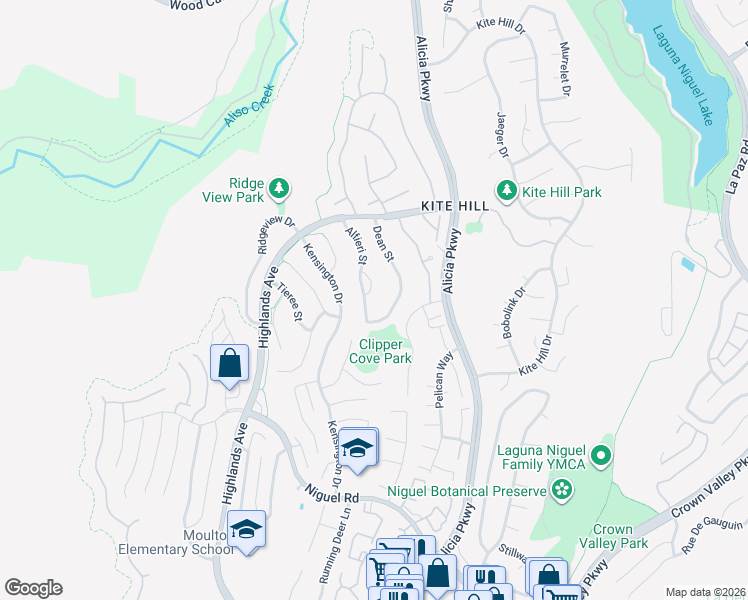 map of restaurants, bars, coffee shops, grocery stores, and more near 29264 Alfieri Street in Laguna Niguel