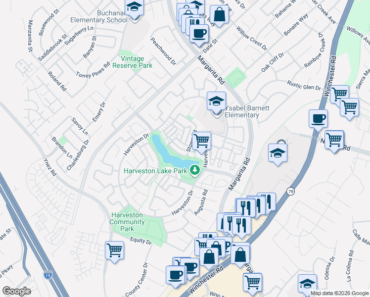 map of restaurants, bars, coffee shops, grocery stores, and more near 28905 Boothbay Road in Temecula