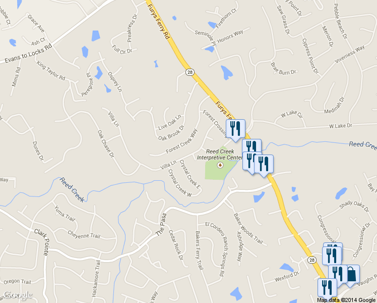 map of restaurants, bars, coffee shops, grocery stores, and more near 3825 Villa Lane in Martinez